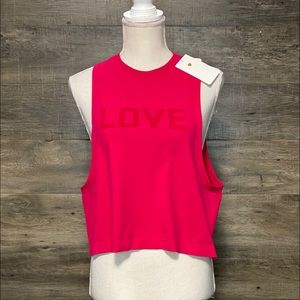 NWT Victoriaβs Secret PINK Red LOVE Workout Tee